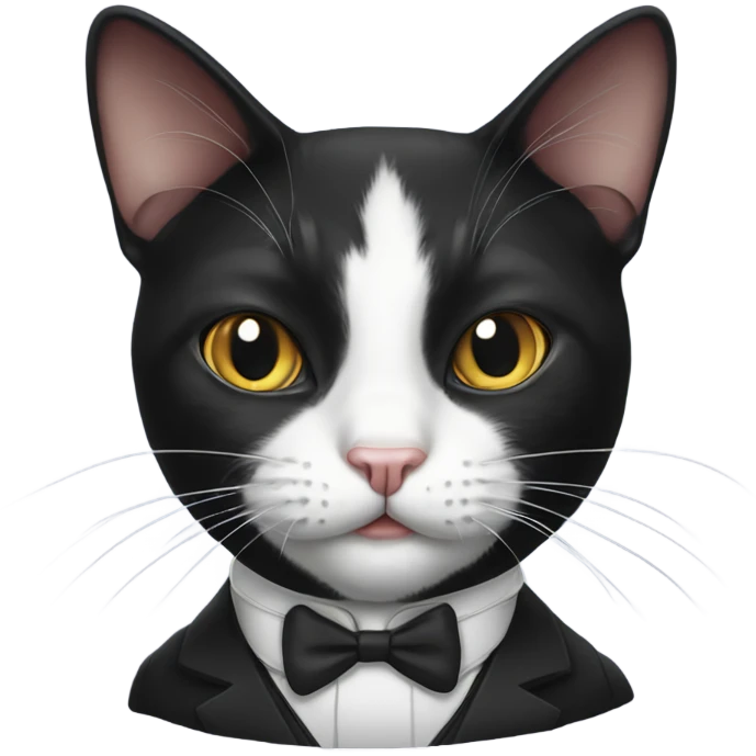 Tuxedo cat with a mouse in its mouth emoji
