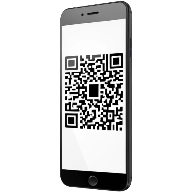 smartphone with QR code displayed on screen emoji