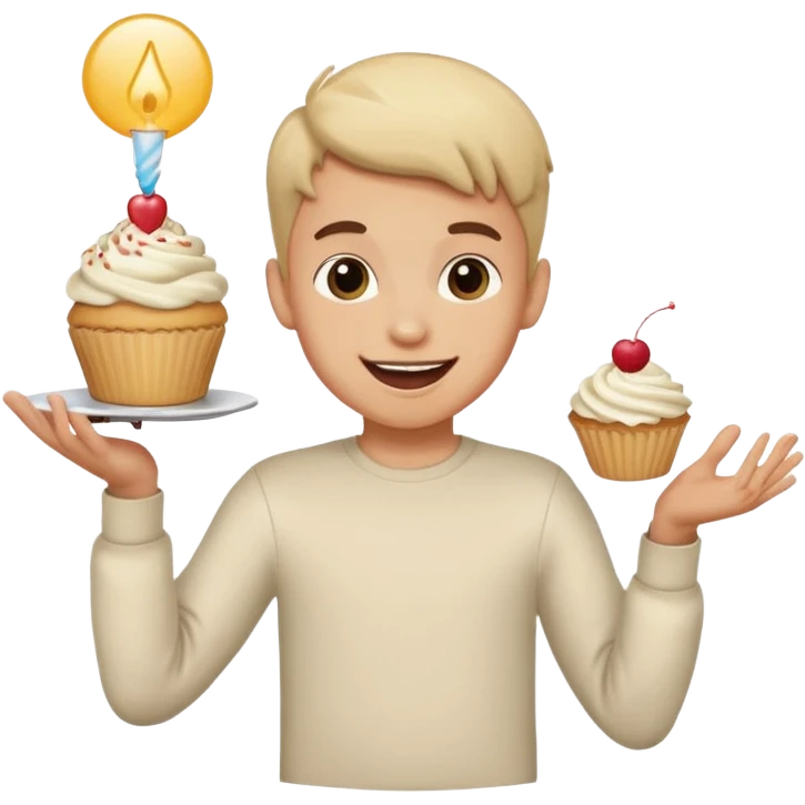 Boy dancing with cupcake  emoji