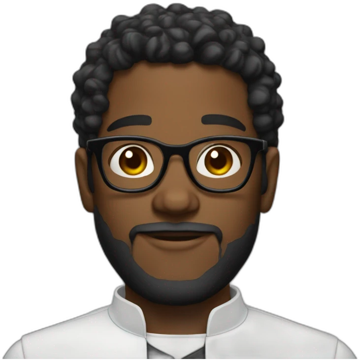 young black priest beard, curlly hair, with rounded glasses emoji