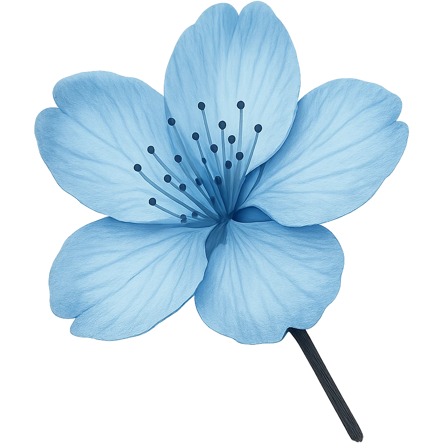 show one blue cherry blossom, remove background emoji