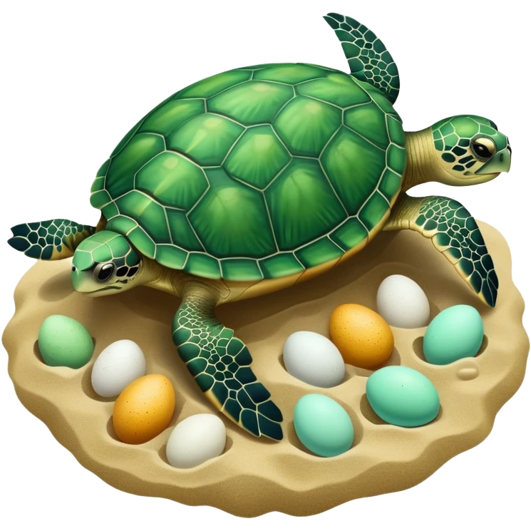 Sea turtle with its eggs emoji