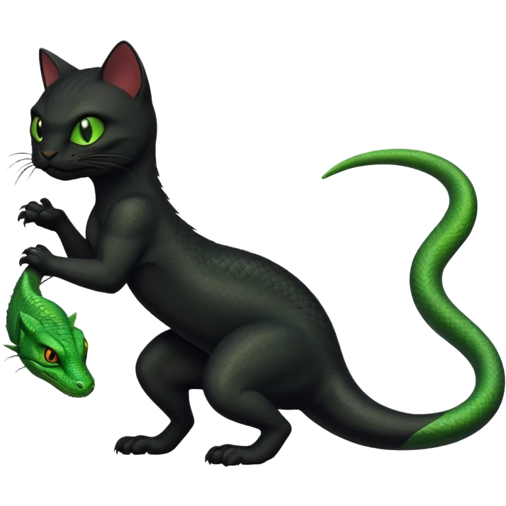 Black cat hunting a lizard emoji
