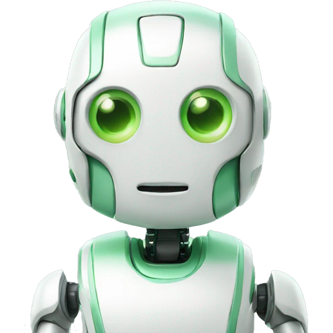 White and light green cute robot emoji