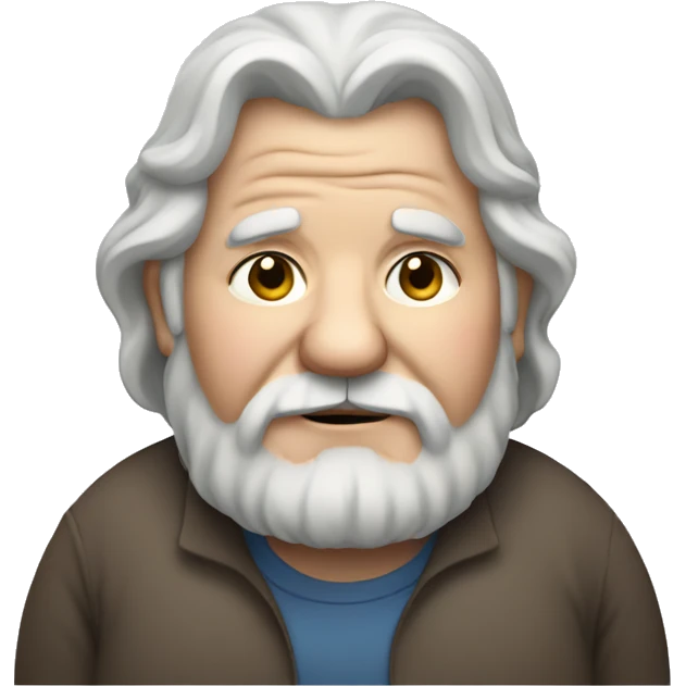 Obese, elderly man, beard, long hair emoji