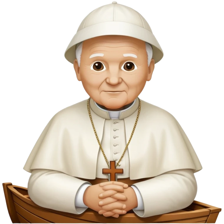 Pope John Paul II sitting on a boat emoji