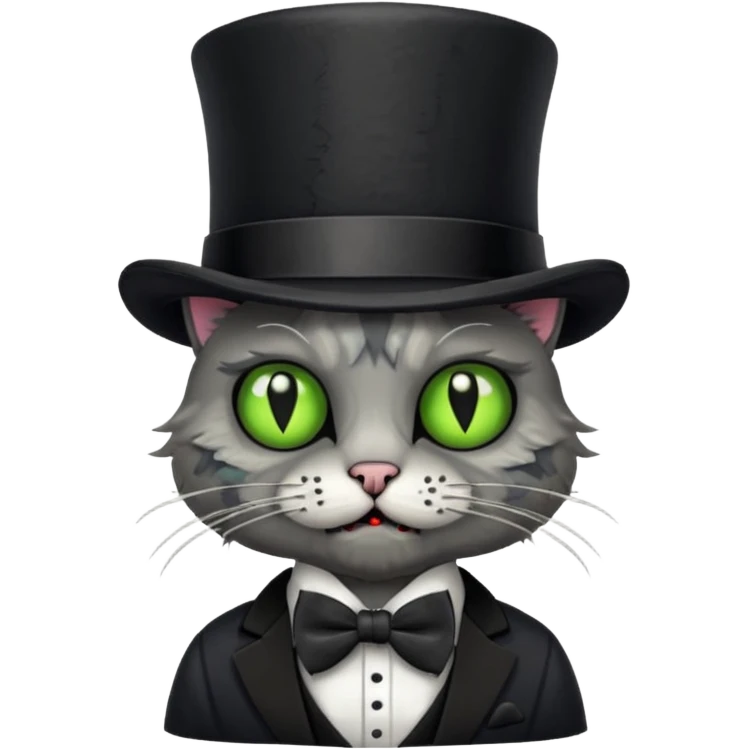 zombie cat with bow tie and top hat emoji