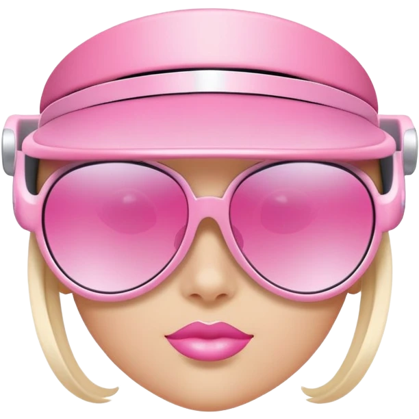 pink visor sunglasses with small decorative elements, fashion forward Y2K style emoji