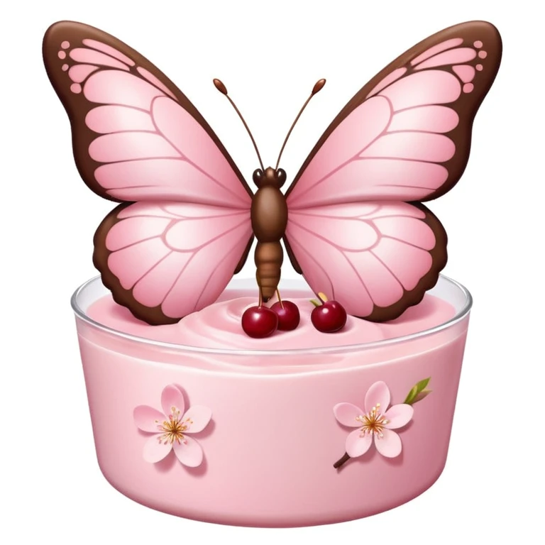 sakura pudding shaped like a butterfly with cherry blossom garnish emoji