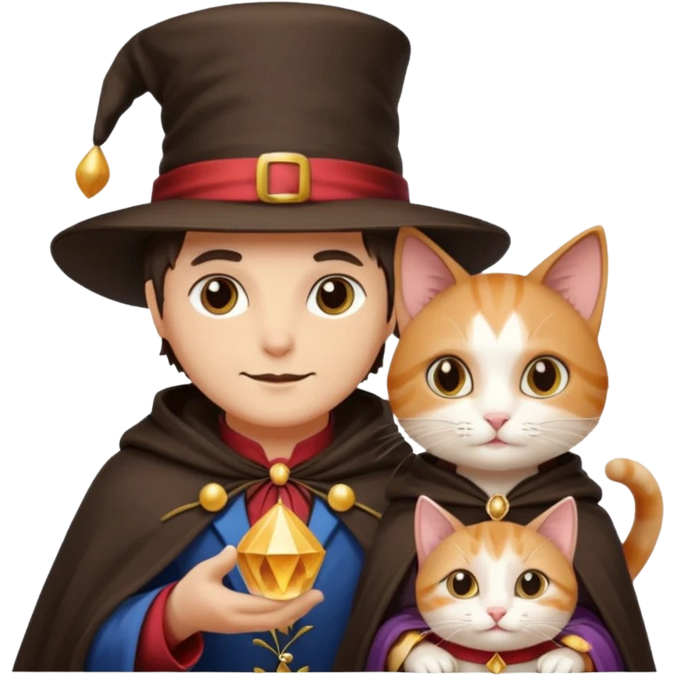 magician couple and their pet cat emoji