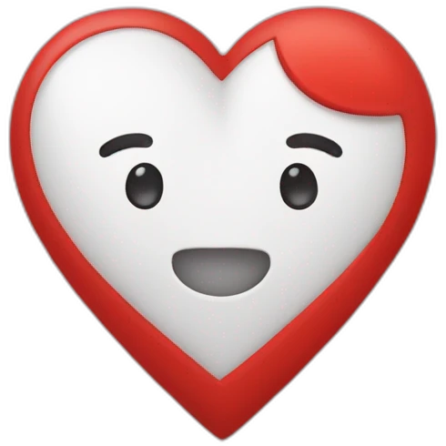 Corazón de un lado rojo y de otro blanco  emoji
