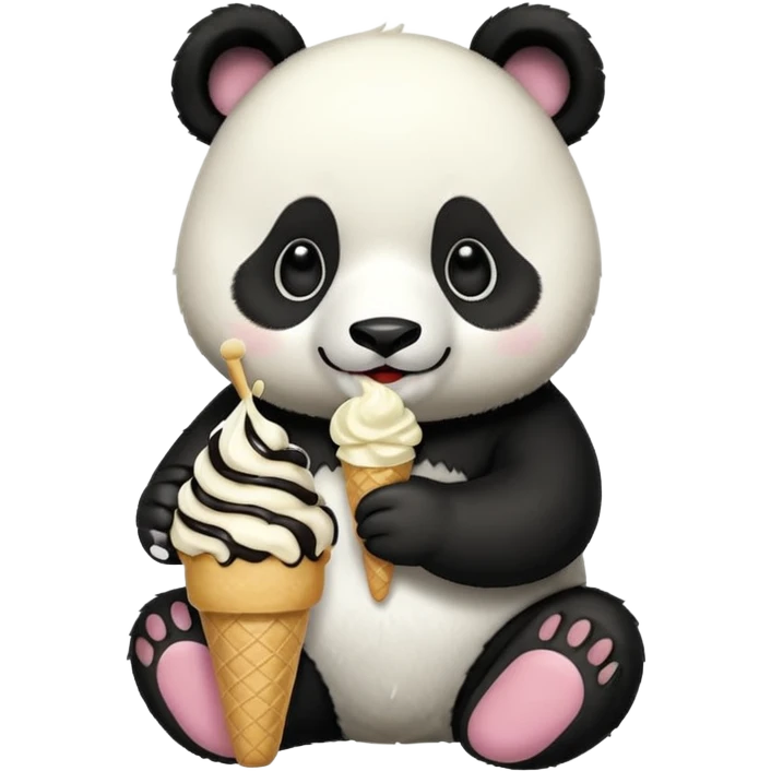 Panda eating ice cream emoji