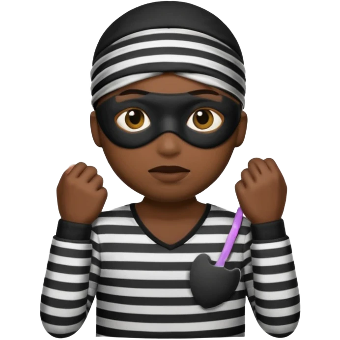 A theif robber emoji,Stripped shirt,eye mask, black head. emoji