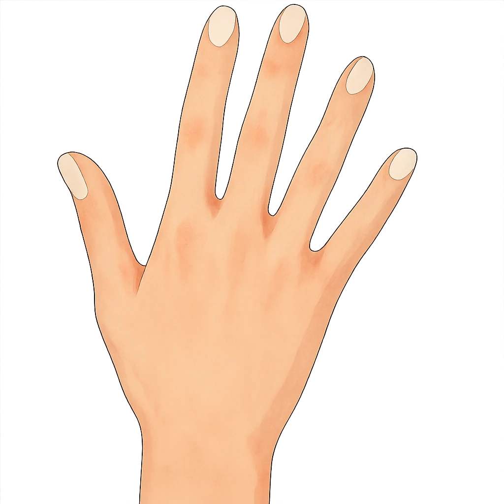 beautiful realistic female hand with five fingers and white manicure emoji