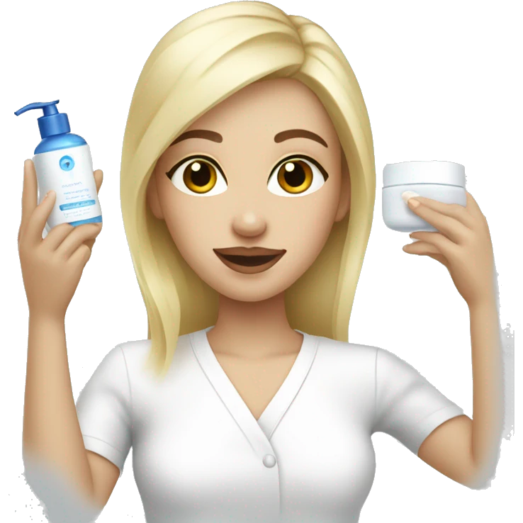Blonde girl doing skincare  emoji