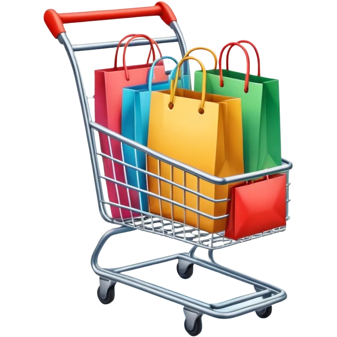 smartphone with a shopping bag or cart on the screen, representing online shopping emoji