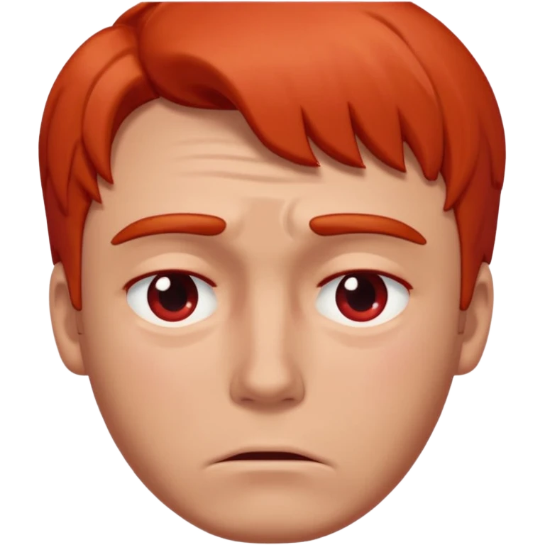 man with no red or orange hair. His face is intensely red, visibly flushed and over-reddened, as if he's been crying hard. His expression is sad, and a single clear tear flows down his cheek. The style should be simple, clean, and consistent with modern emoji design. emoji