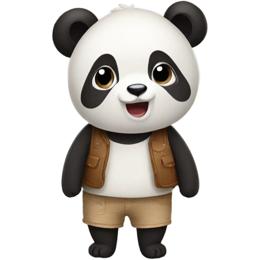 Panda wearing brown straw shorts emoji