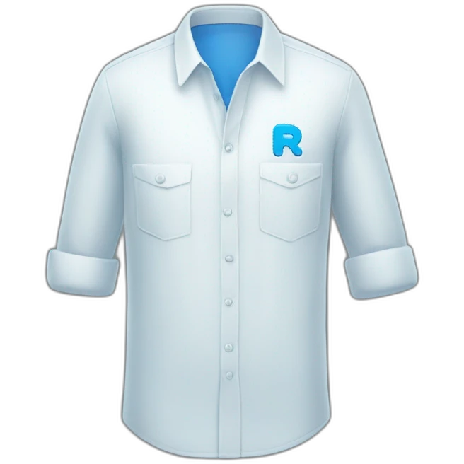 white shirt with blue letter r on breast pocket emoji