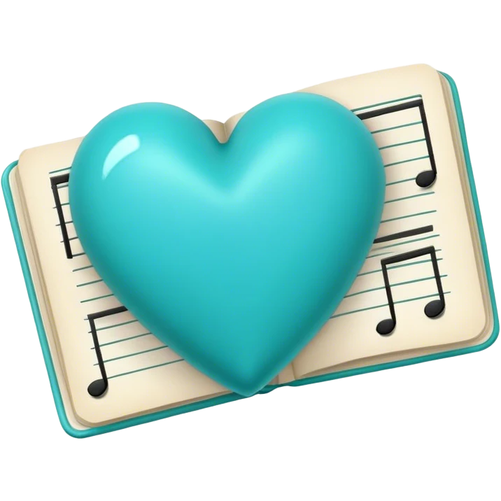 Turquoise heart and real notes emoji