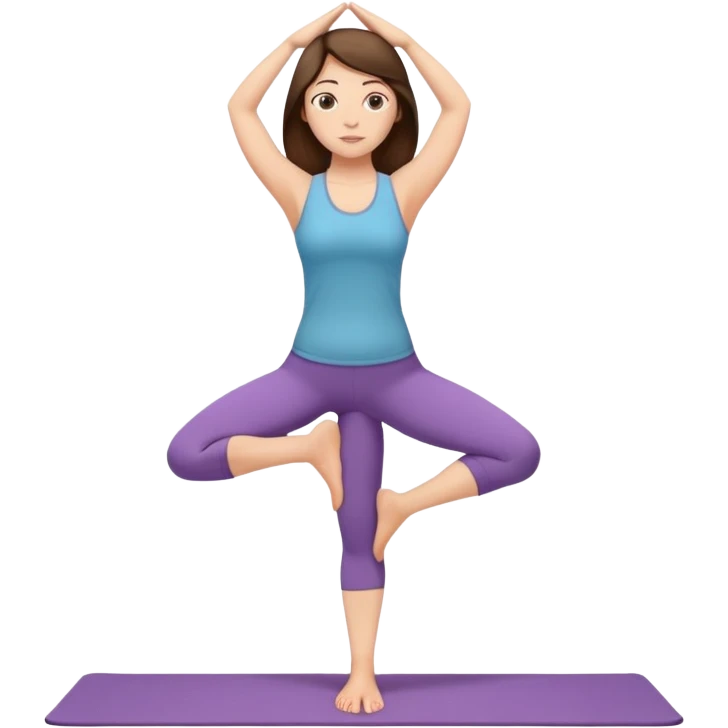 White girl brunette hair in Tadasana yoga emoji