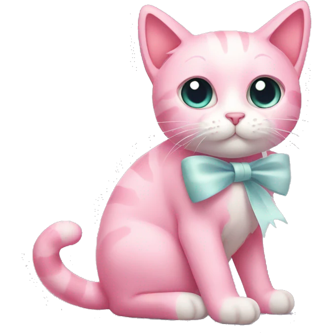 Pink cat with a white bow emoji