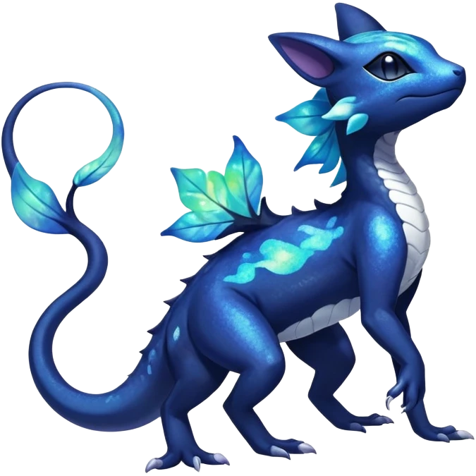 Colorful Iridescent Exotic Nebulae Salandit-Meowstic-Amaura-Fakémon-hybrid-creature (full body)  emoji