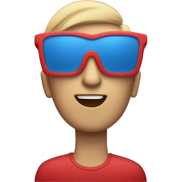 A person wearing Red and Blue 3D Glasses emoji