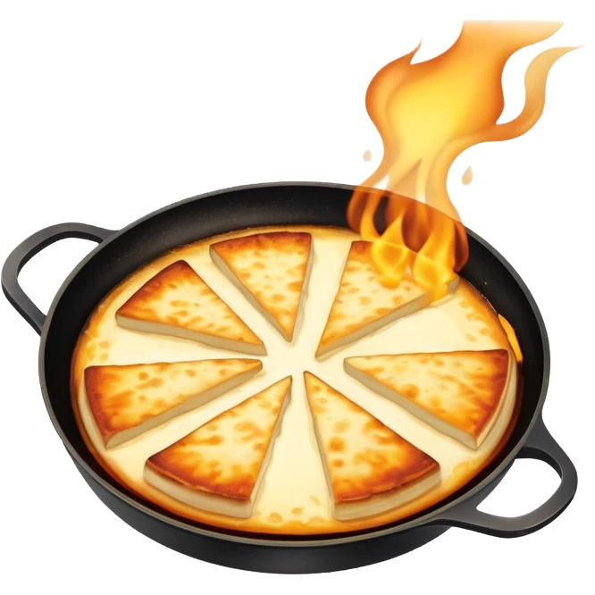 Saganaki pan flamed cheese emoji