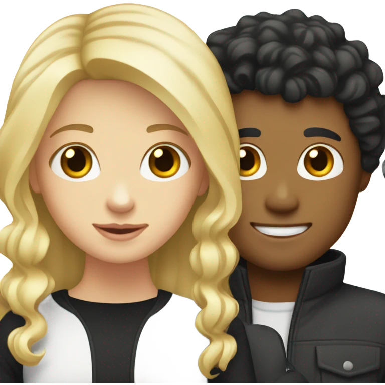 couple blonde girl and white guy with black curly hair emoji