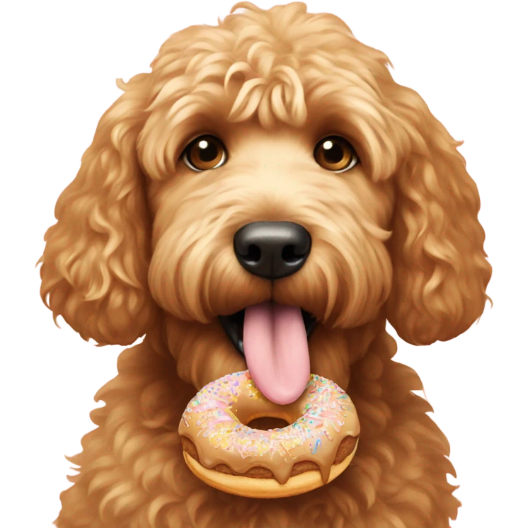 Golden doodle eating a donut emoji