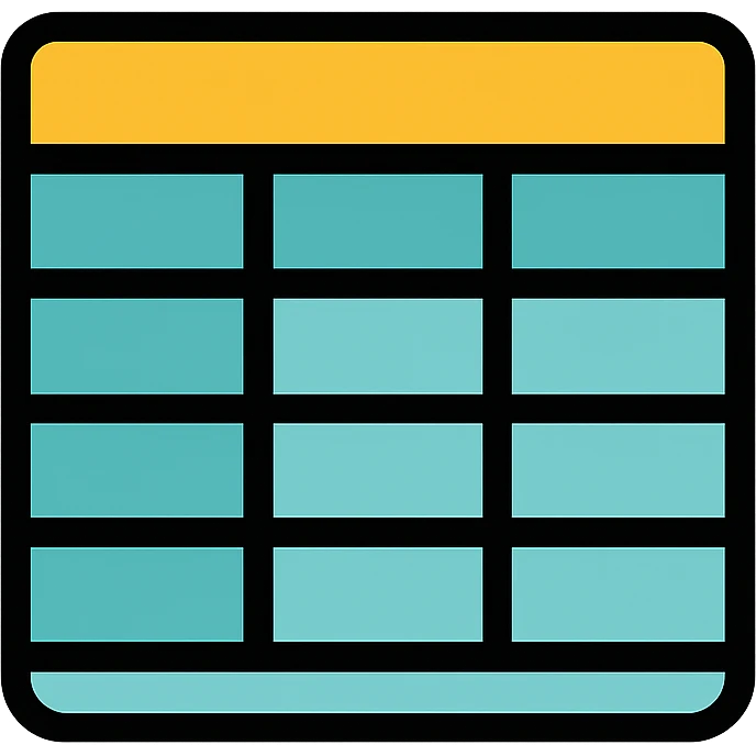 A structured data icon representing a table, clean and modern design, suitable for digital interfaces. emoji