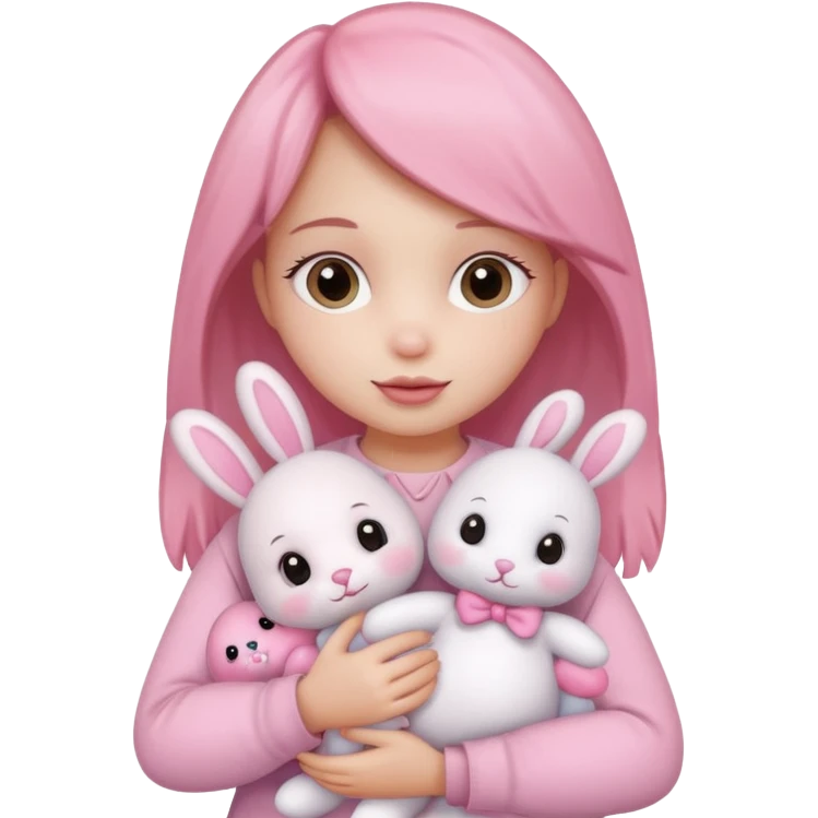 a girl with a pink bunny doll emoji