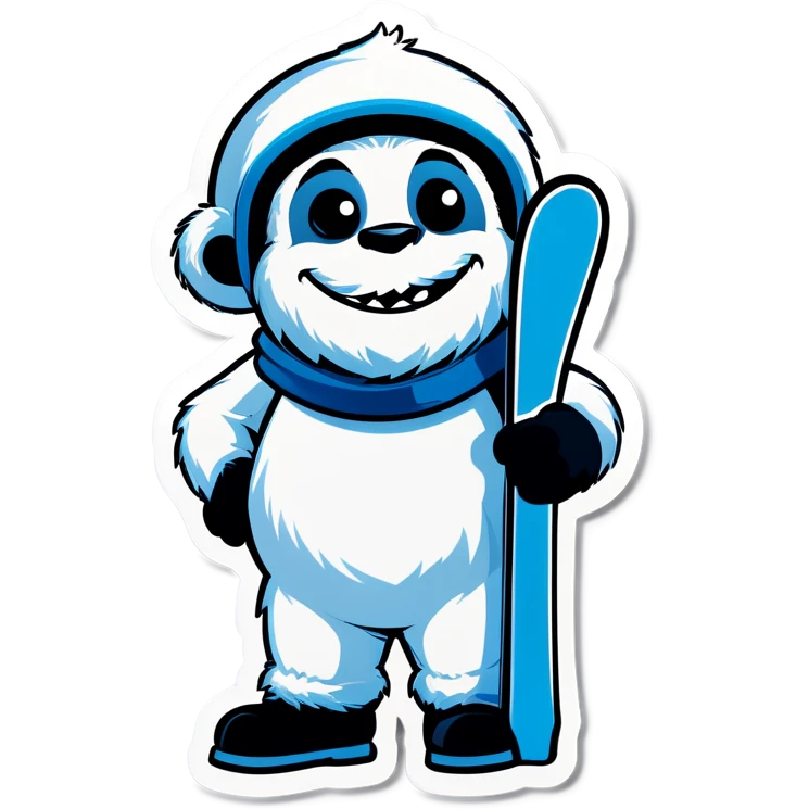 Abominable snowman skiing giving thumbs up emoji