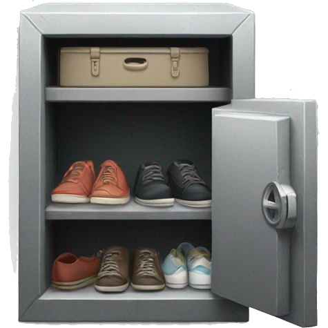 vault with clothes and shoes coming out of it emoji
