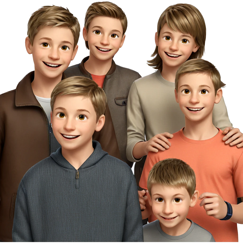 boys smiling together portrait emoji