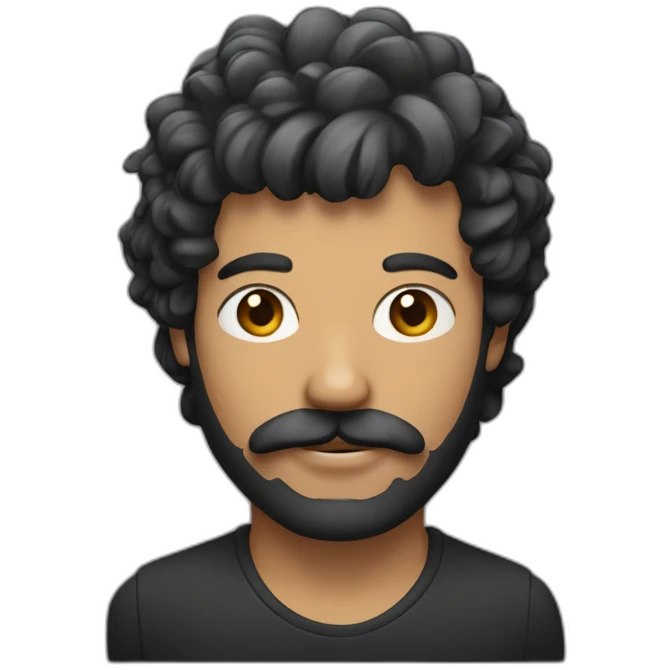 Un homme avec des cheveux noir,frange sur le coté et une moustache carrée emoji