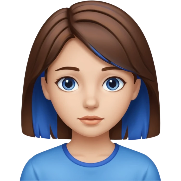 girl with brown hair with blue highlights in her hair emoji