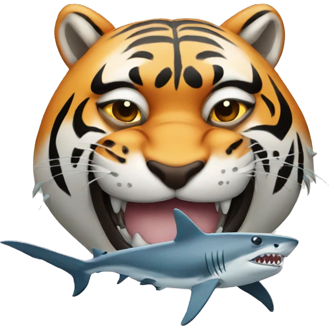 tiger head with shark emoji