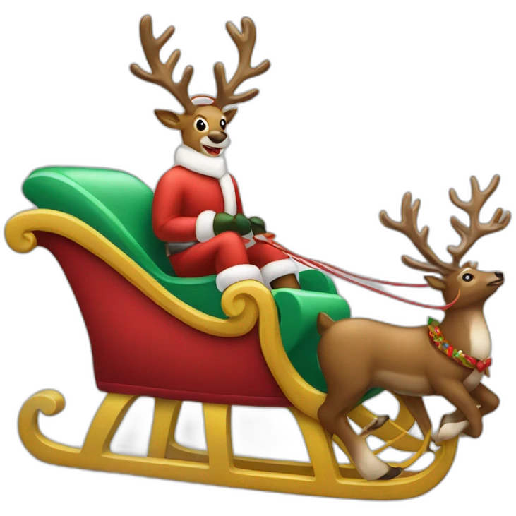 santana sleigh with reindeer emoji