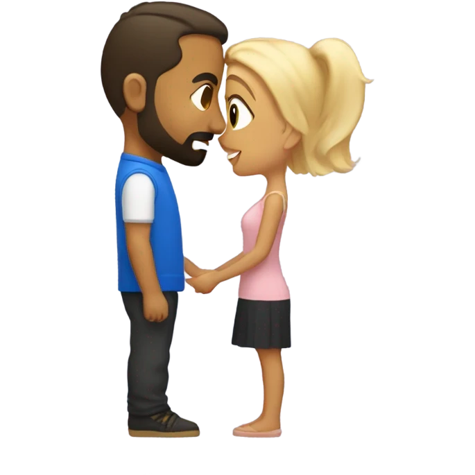 Puerto rican beard short hair with blonde girl kissing  emoji
