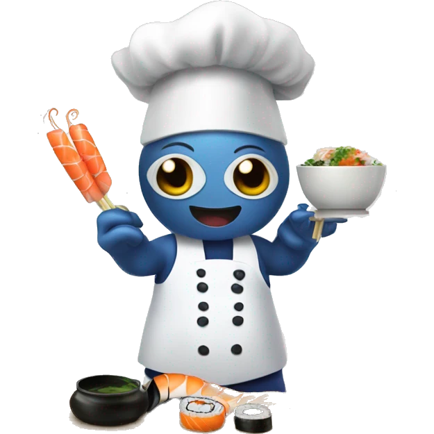 Octopus chef making sushi platter emoji