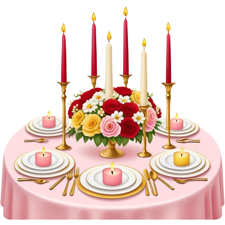 Romantic pink-red-gold-yellow-white pastel lush table aesthetic emoji