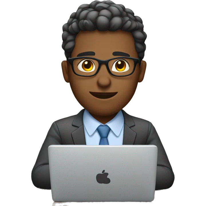 An office worker wearing glasses using a laptop emoji