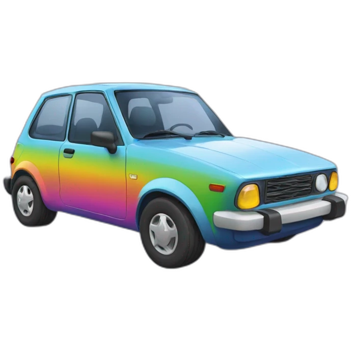 Voiture arc-en-ciel emoji