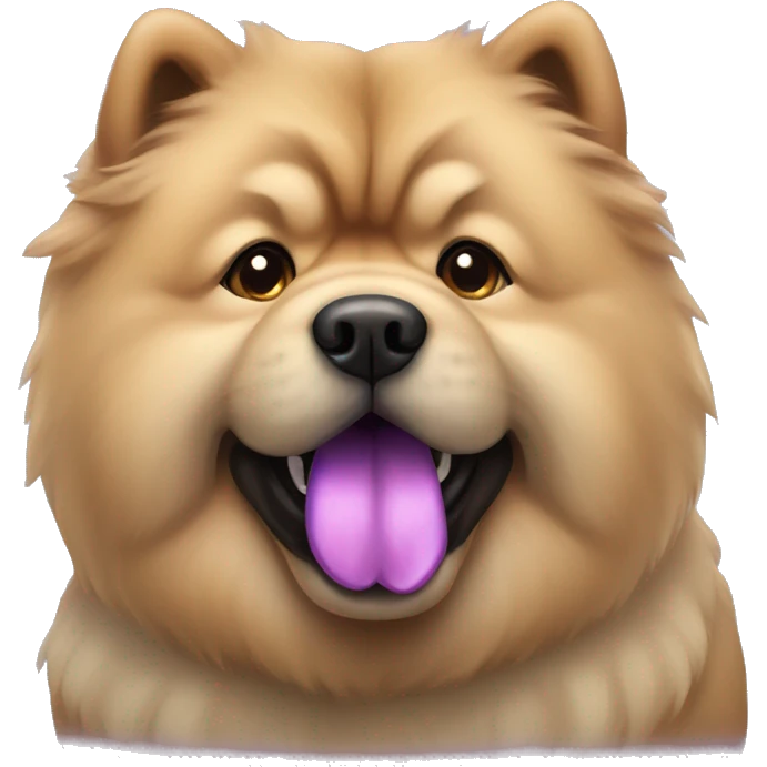 Chow chow dog with purple tongue emoji