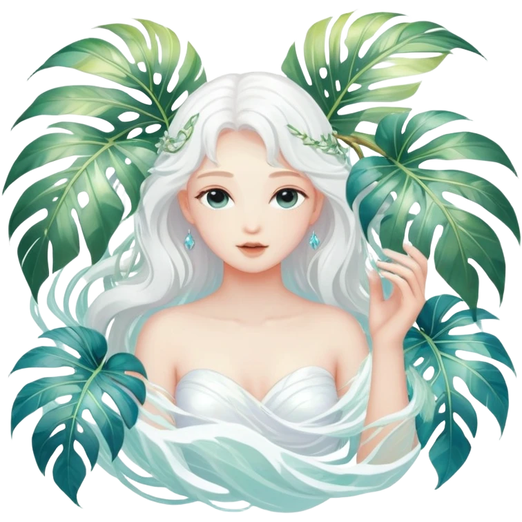 White marble dreamy divine godly angelic vines palm leaves tropical pastels glittery shiny aesthetic epic beautiful pretty scene scenery full picture  emoji