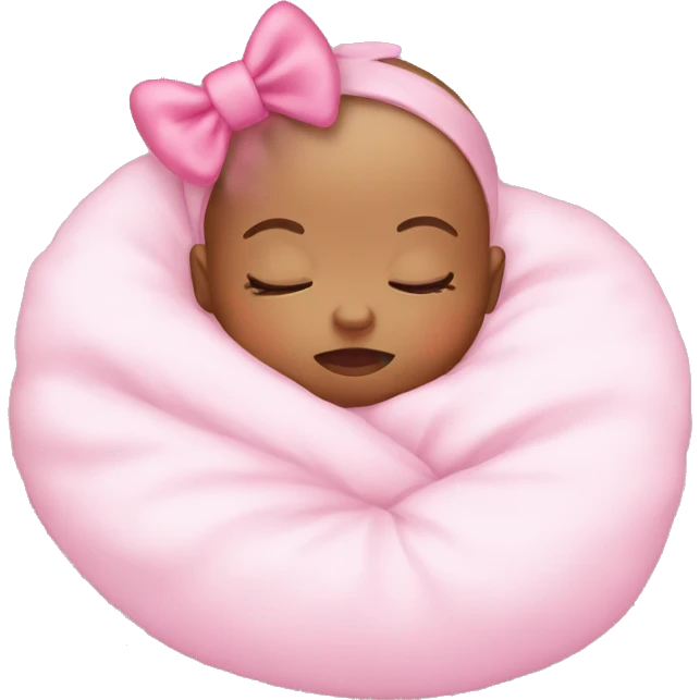 Sleeping baby with pink bow on head emoji