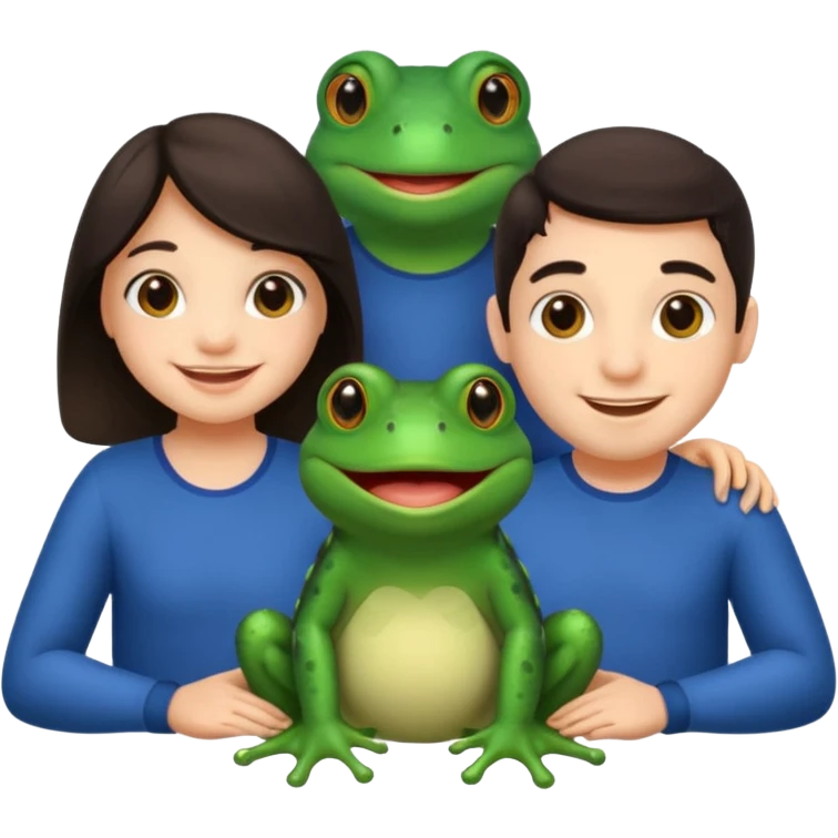 Bufo with two best friends one a girl dark hair other man dark hair no as frogs emoji