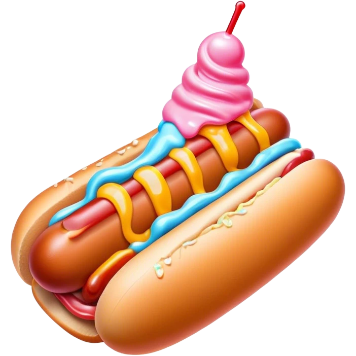 Melting neon ice cream hot dog  emoji